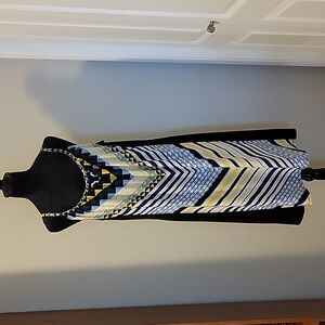 Vibrant Geometric and Stripe Print Dress